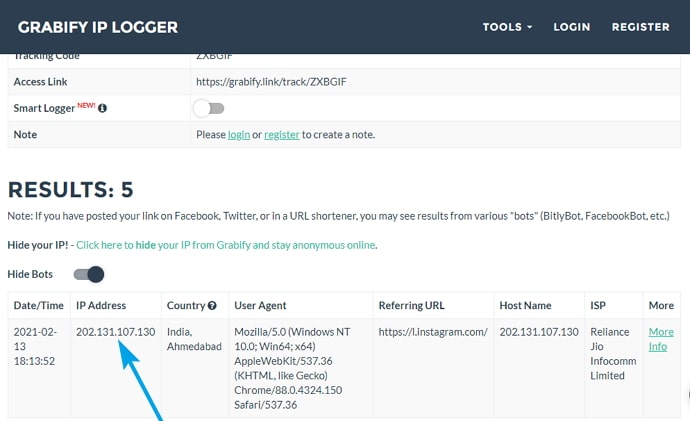 instagram ip address finder