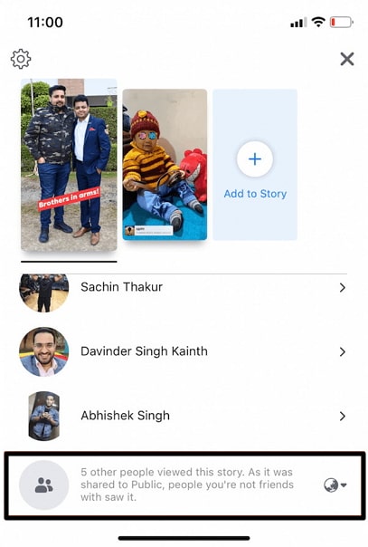see other viewers list on facebook story