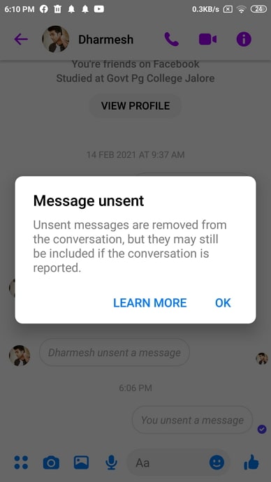 delete messenger messages from both sides