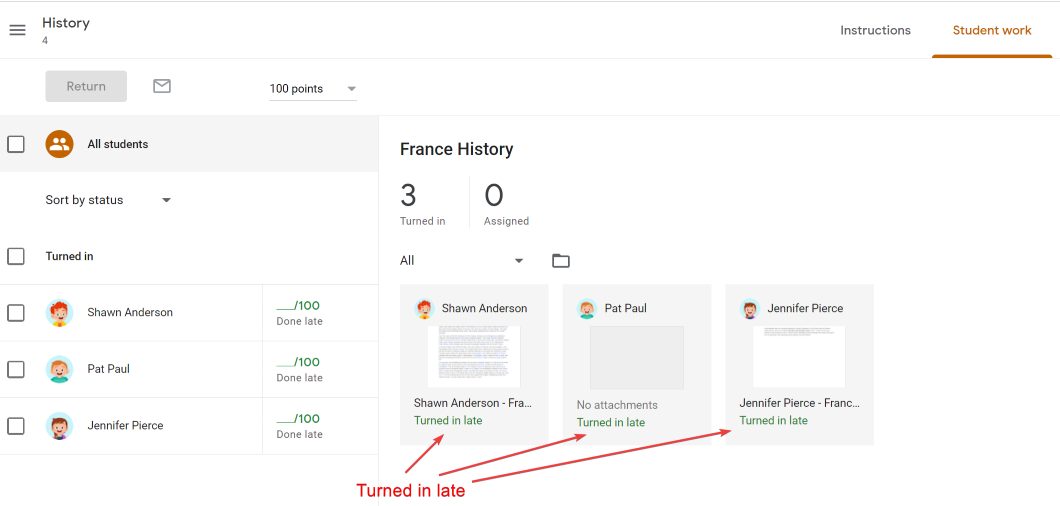 turn in late work on google classroom on time