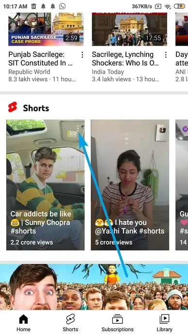 remove shorts from youtube