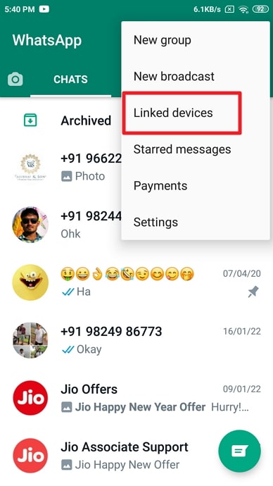 check whatsapp web login history