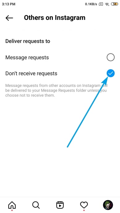 disable direct messages on instagram