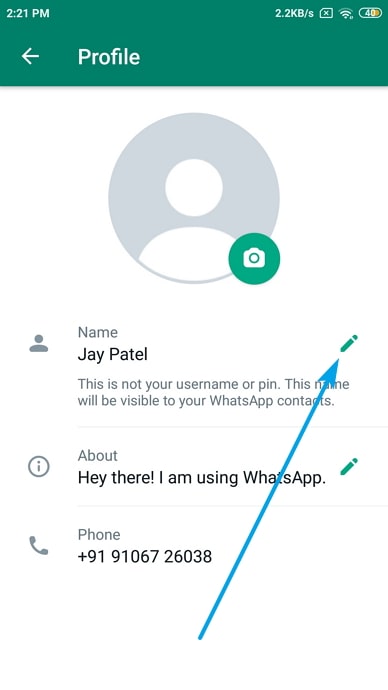 keep empty or blank name in whatsapp