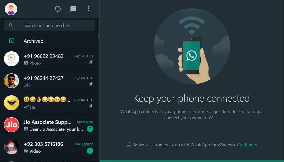 check whatsapp web login history