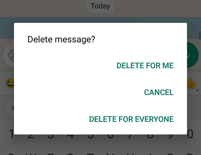 delete whatsapp message for everyone after deleting for me