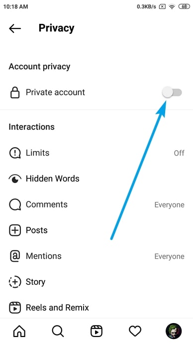 hide instagram posts from someone