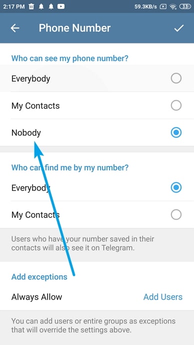 stop unknown numbers from sending messages on telegram