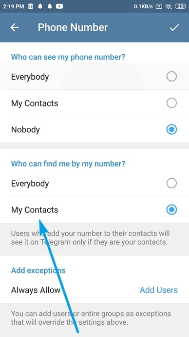 stop unknown numbers from sending messages on telegram