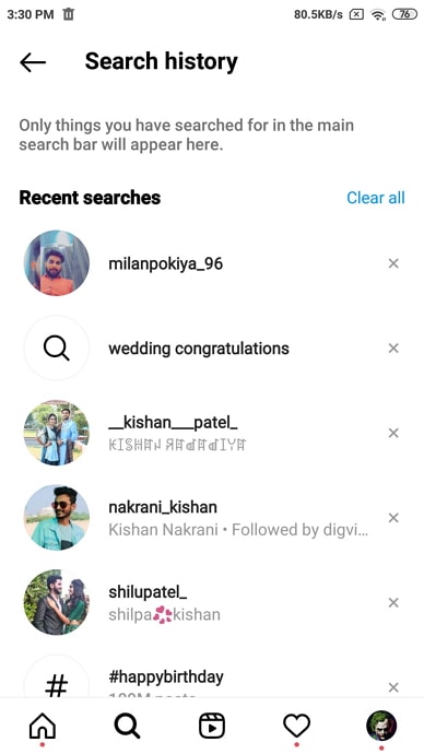view search history on instagram