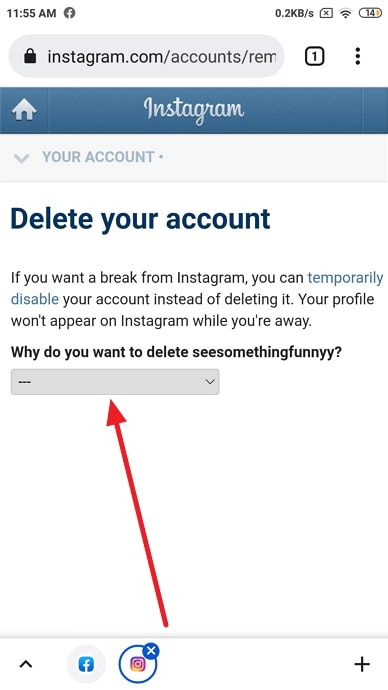 delete instagram account without password and email