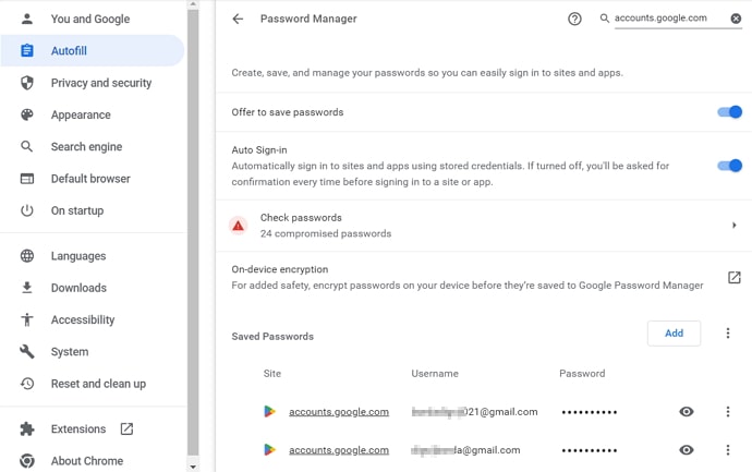 see gmail password while logged in