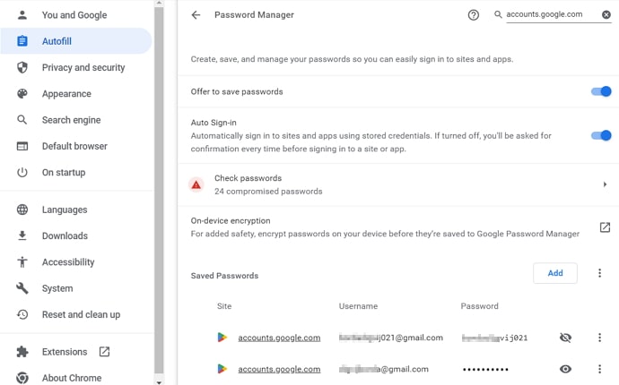 see gmail password while logged in