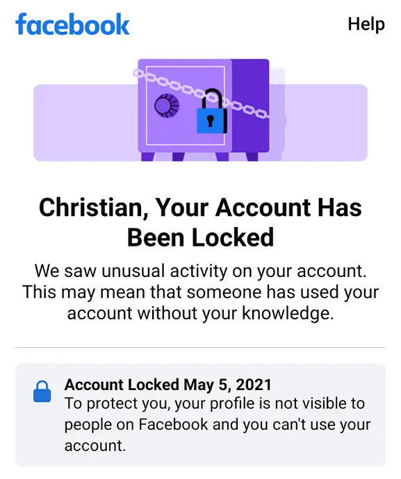 your account has been locked facebook