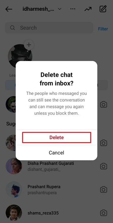 if you delete direct message on instagram, can the other person see it