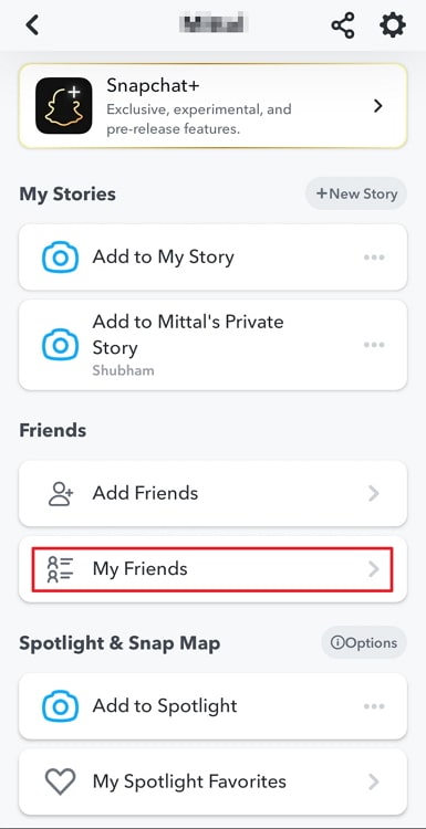 view your complete friends list on snapchat