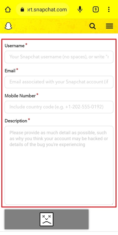 fix email address is invalid on snapchat