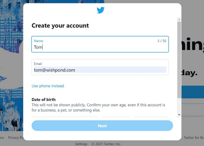 fix “please enter a valid phone number” on twitter