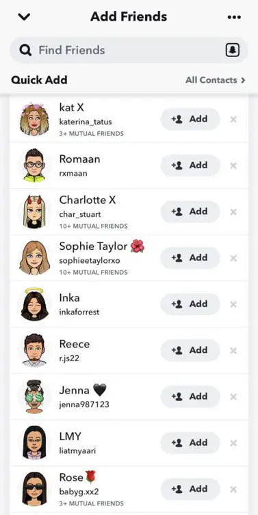 get snapchat users to appear in quick add tab