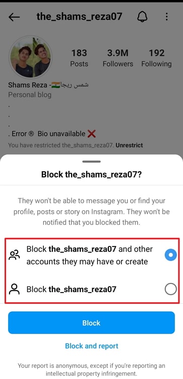 if you block someone on instagram, can they see photos you're tagged in