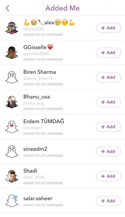 is added you from search is same as added you by username on snapchat