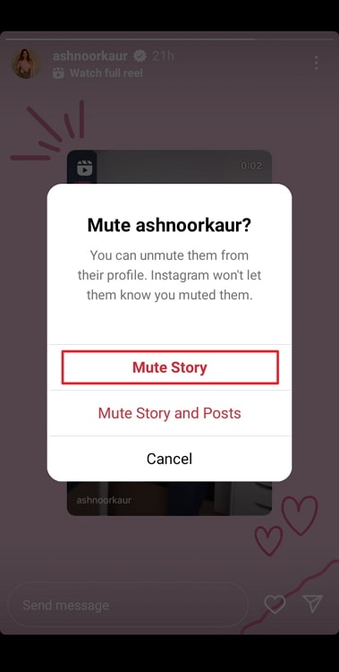 stop seeing someone's instagram stories