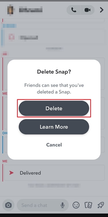 does snapchat notify when you delete chat before they see it