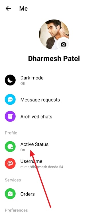 display active now on messenger without green dot