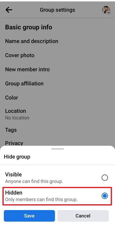 hide joined groups on facebook from friends and others