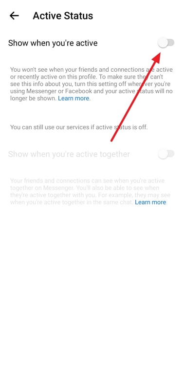 what does active now mean on facebook messenger