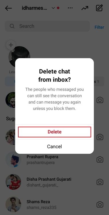 why can't i delete message on instagram