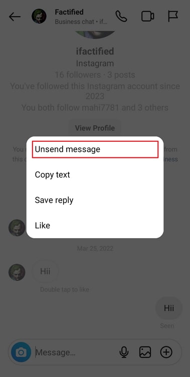 does instagram notify when you unsend a message